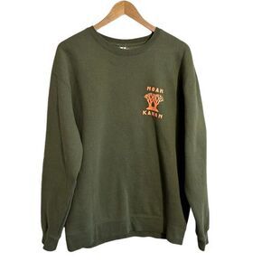 Olive Green Sweater with Orange Detail